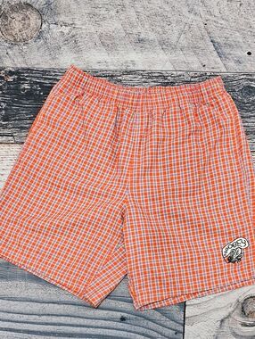 OBEY Easy Plaid Shorts Colorful Pull On Loose Logo Men's Size Large